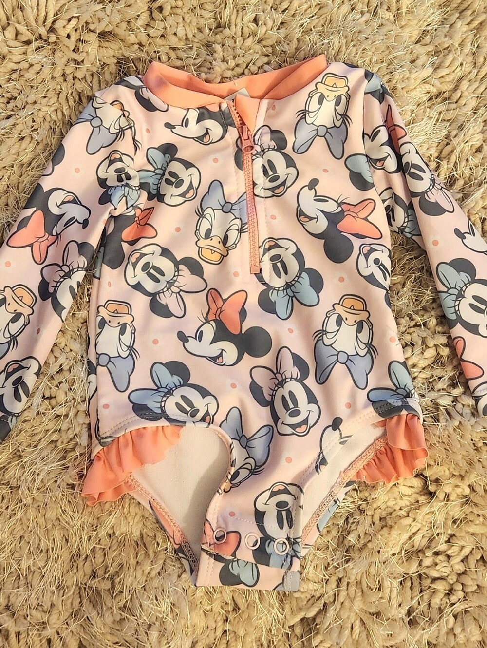 NEW - Disney Minnie Mouse & Daisy Duck Baby One-Piece Rashguard Swimsuit